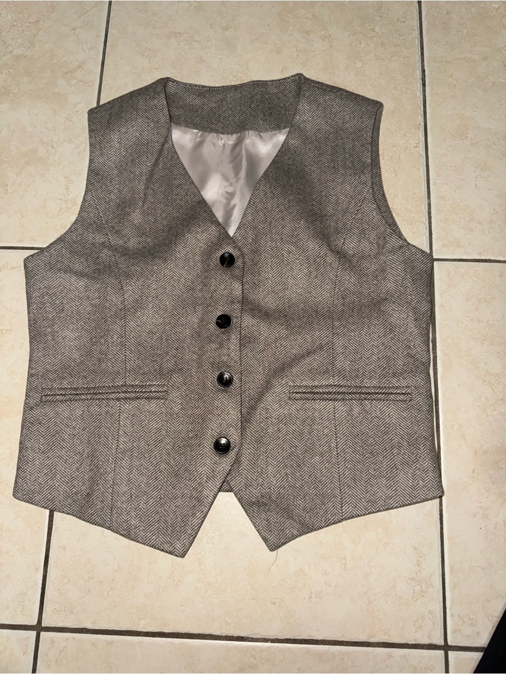 Classic Gray Herringbone Vest